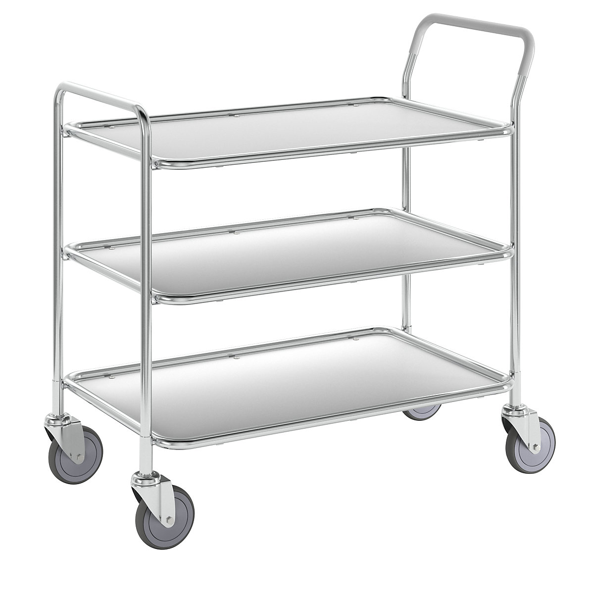 Table trolley – Kongamek, 3 shelves, LxWxH 1020 x 555 x 965 mm, zinc plated / white-2