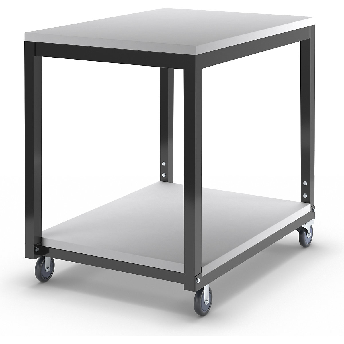 Table trolley with 2 shelves, height adjustable - eurokraft basic