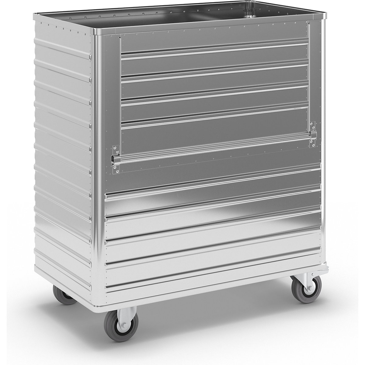 Aluminium container truck, drop gate on side panel – Gmöhling, without lid, capacity 1050 l-1