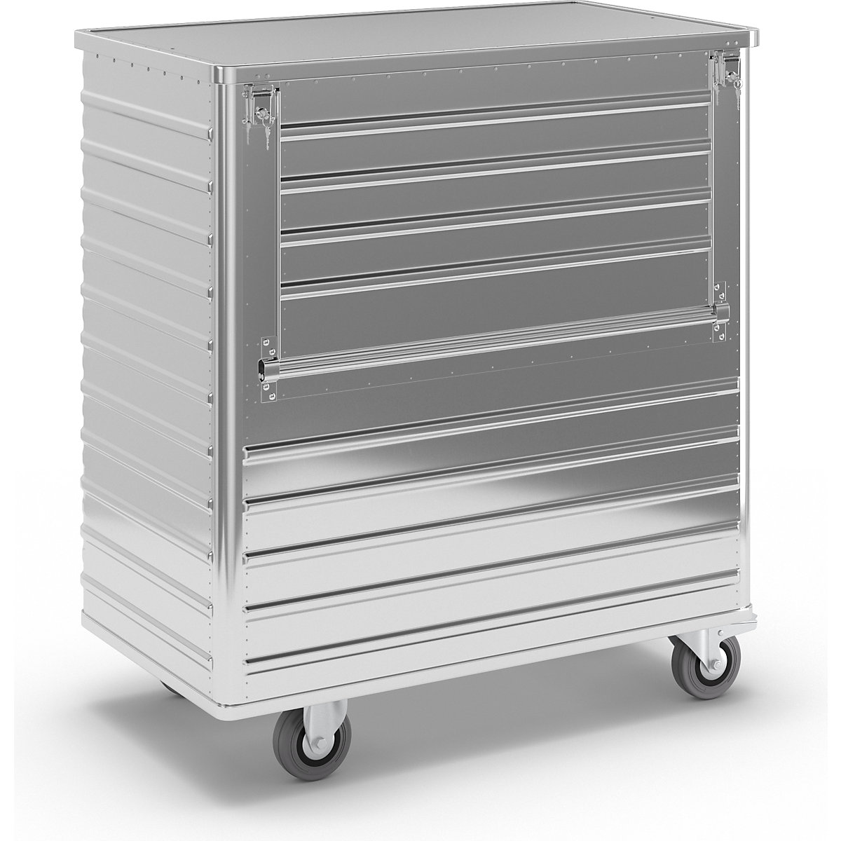Aluminium container truck, drop gate on side panel – Gmöhling, with cover, lockable, capacity 1050 l-1