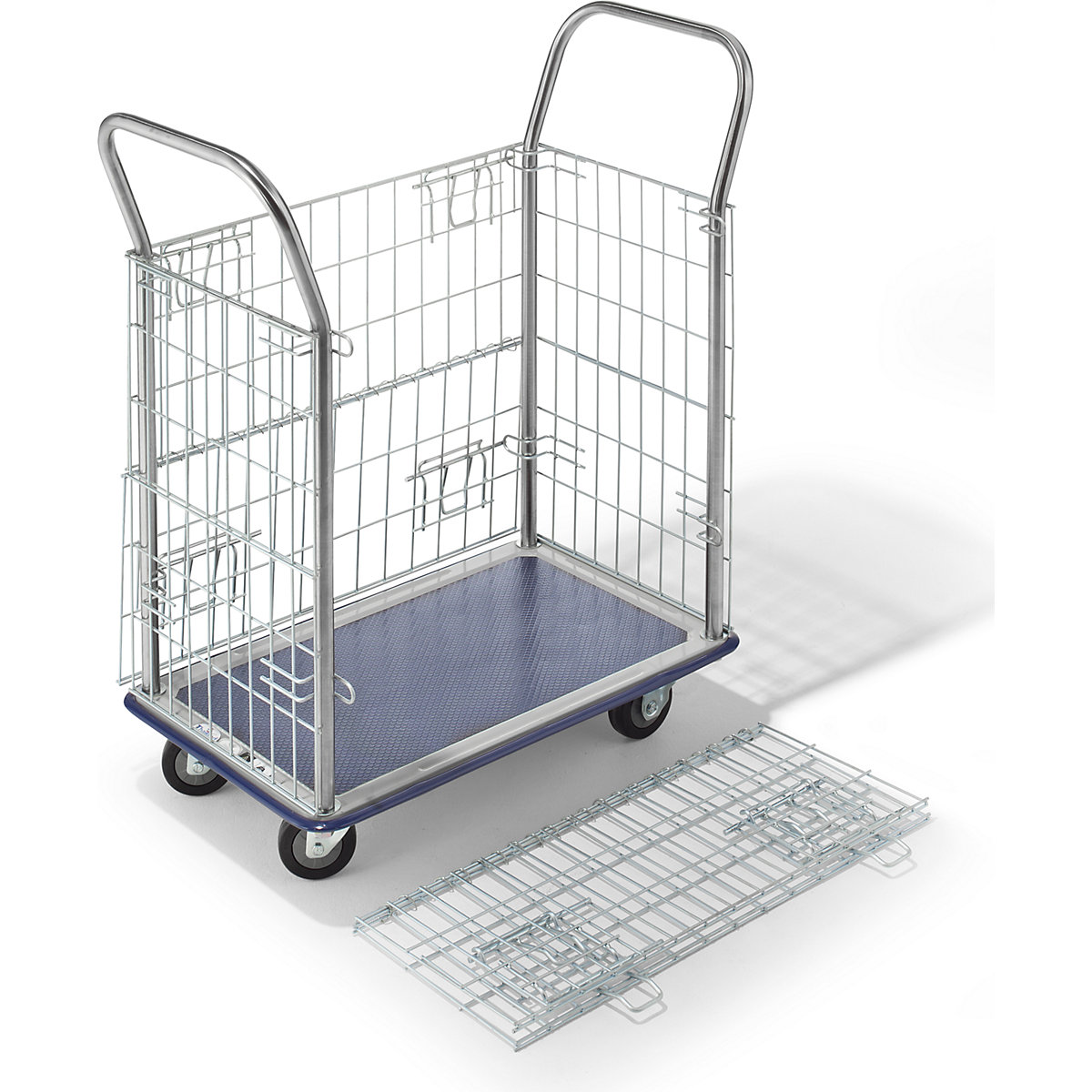 Mesh trolley, zinc plated mesh sides (Product illustration 3)-2