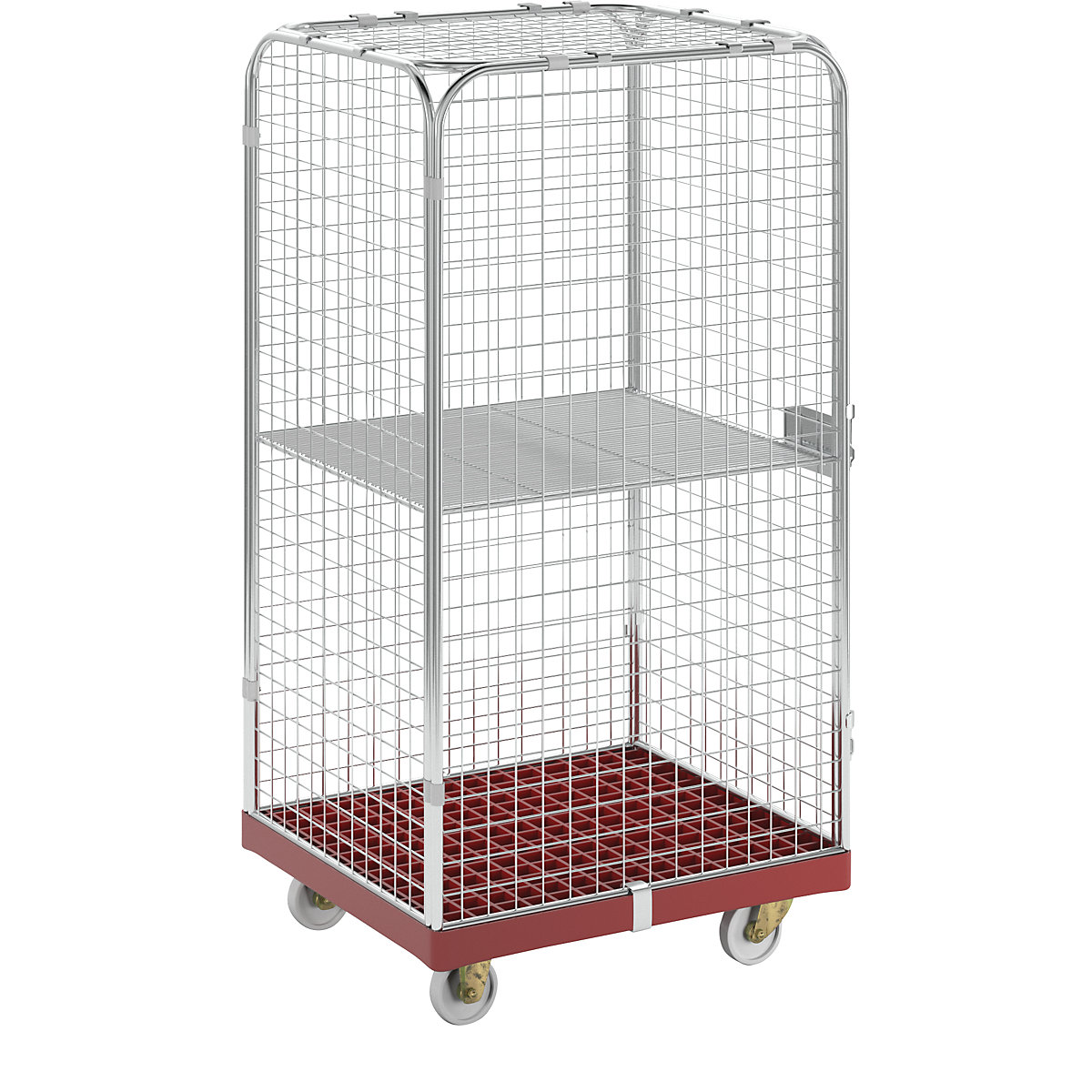 SAFE roll container, HxWxD 1550 x 720 x 810 mm, red transport dolly-2