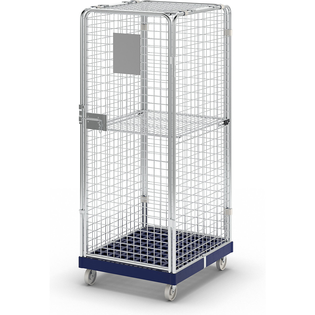 Security roll container with plastic dolly