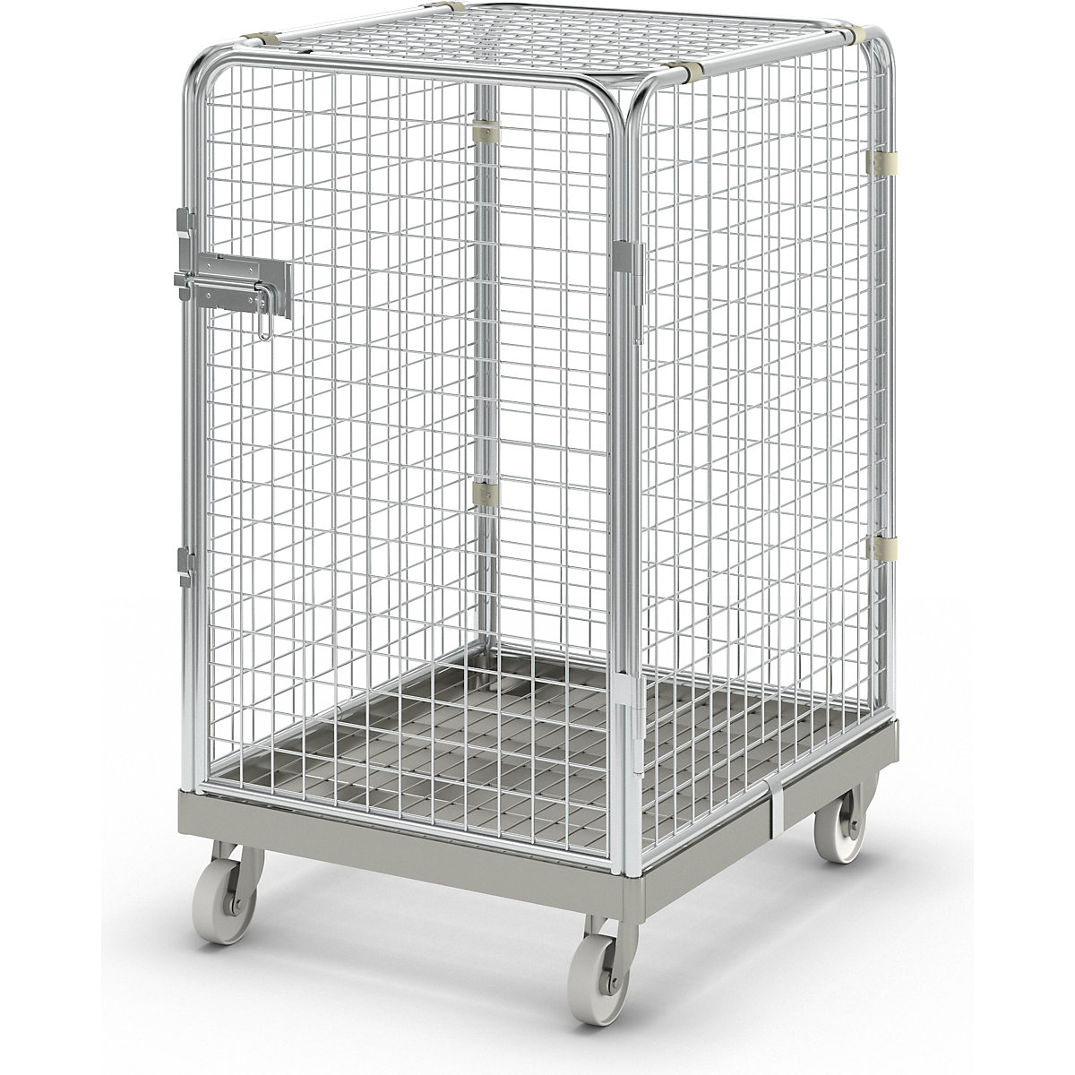 Security steel container with steel dolly, without intermediate shelf, with 1 door, height 1200 mm-1