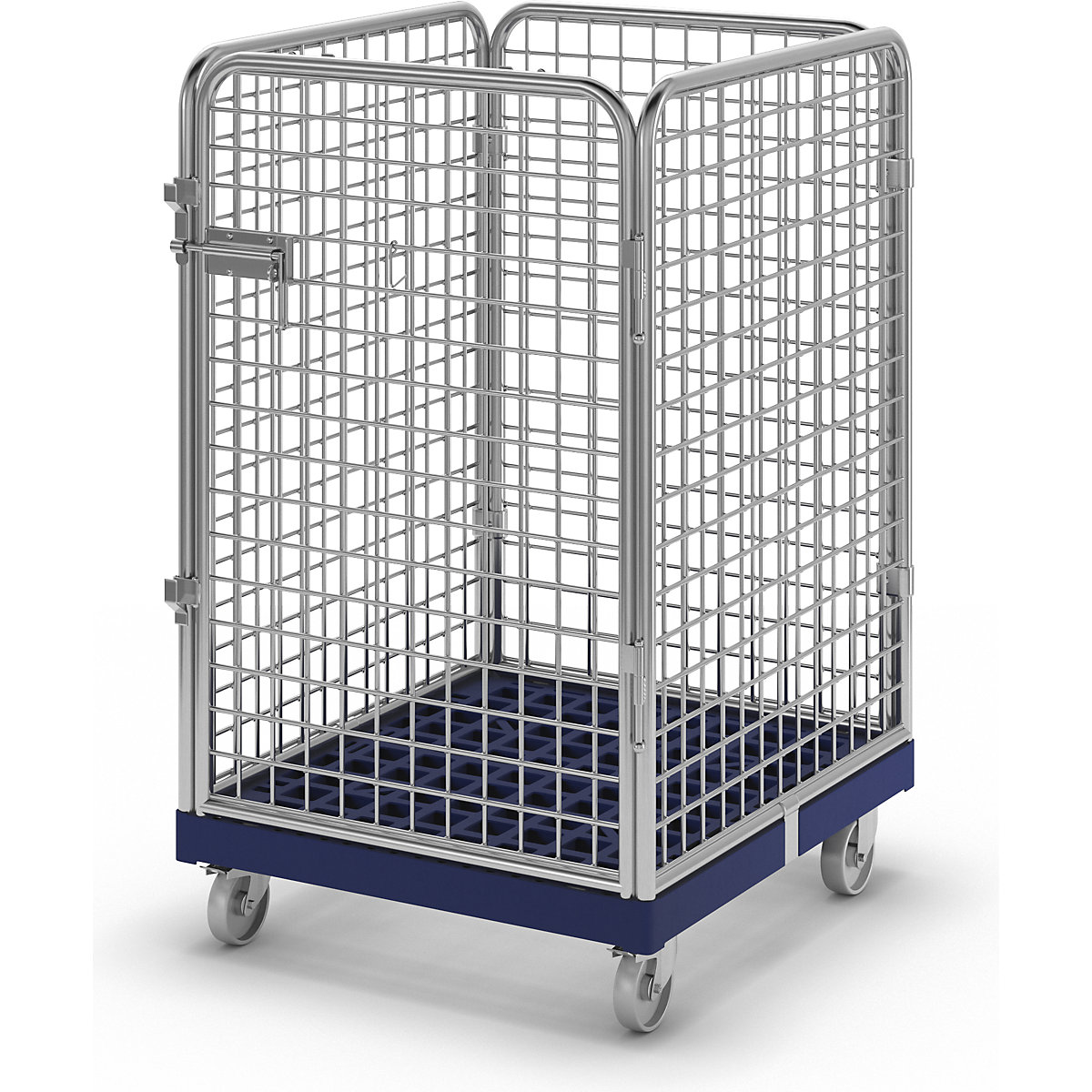 Wire mesh container with plastic dolly, 4-sided, effective height 1020 mm-2