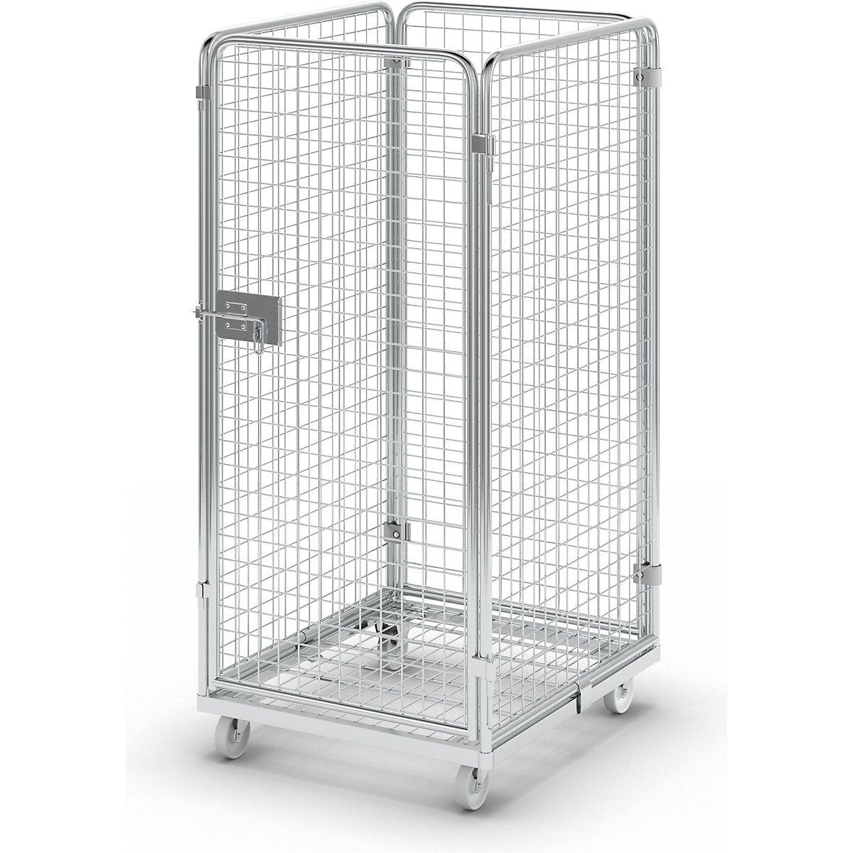 Wire mesh container with steel dolly, 4-sided, effective height 1350 mm-1
