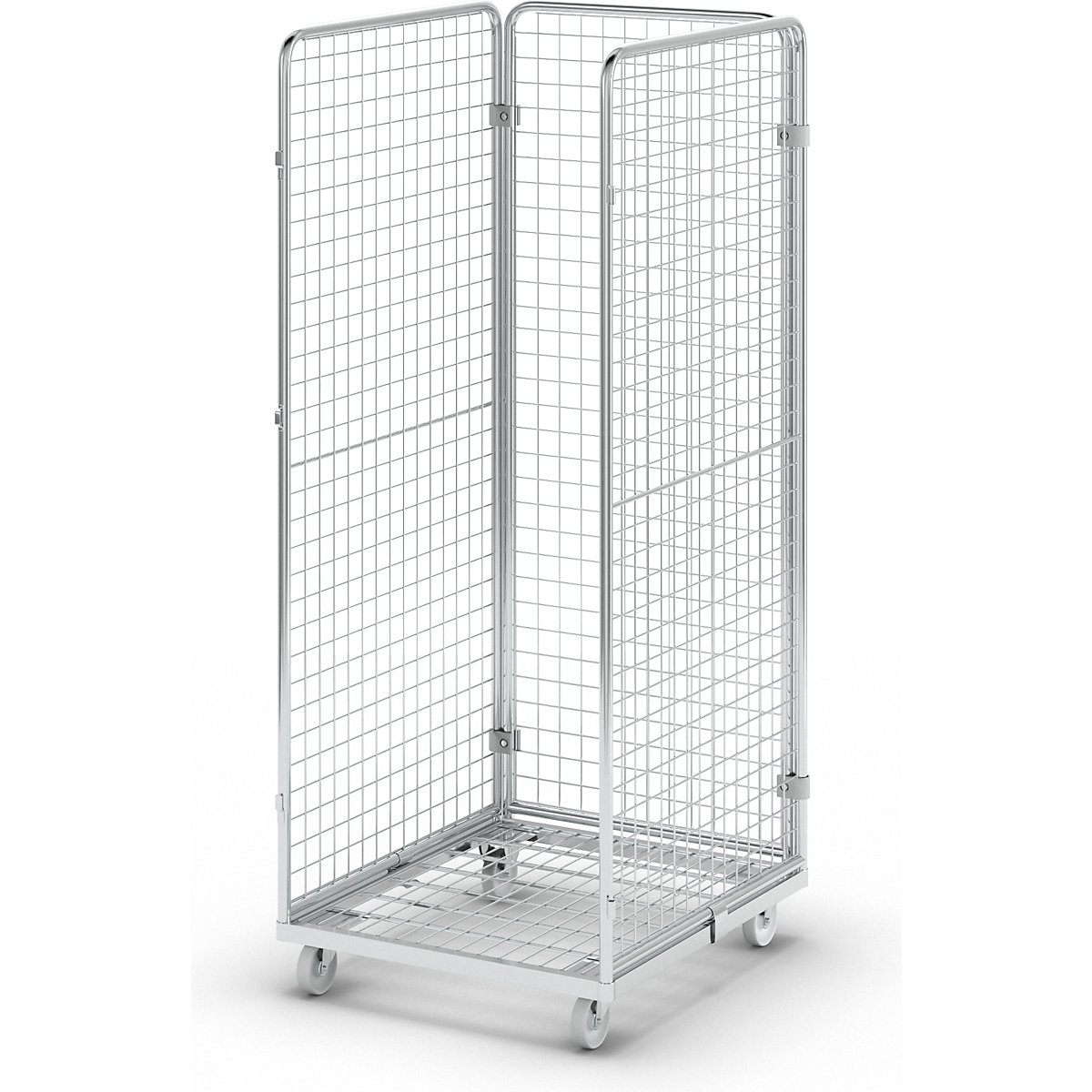 Wire mesh container with steel dolly, 3-sided, effective height 1585 mm-2