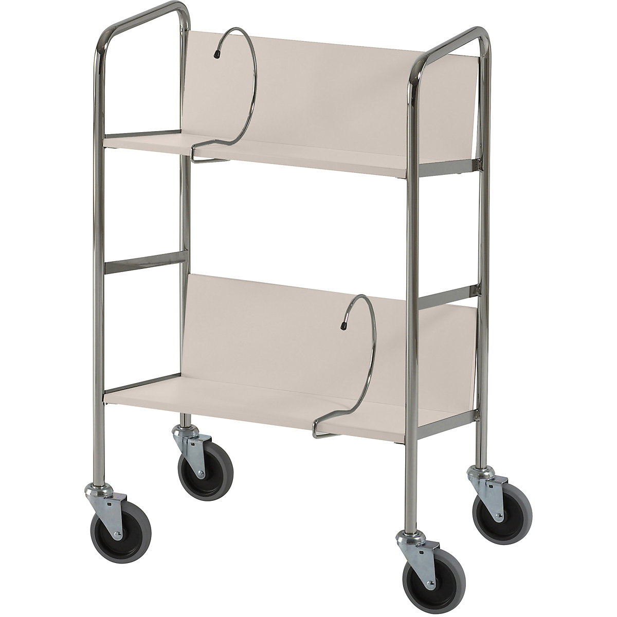File trolley, chrome plated – HelgeNyberg, 2 shelves, LxWxH 550 x 340 x 840 mm, birch finish, 5+ items-16