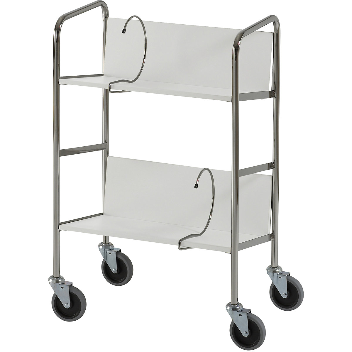 File trolley, chrome plated – HelgeNyberg, 2 shelves, LxWxH 550 x 340 x 840 mm, grey, 5+ items-10