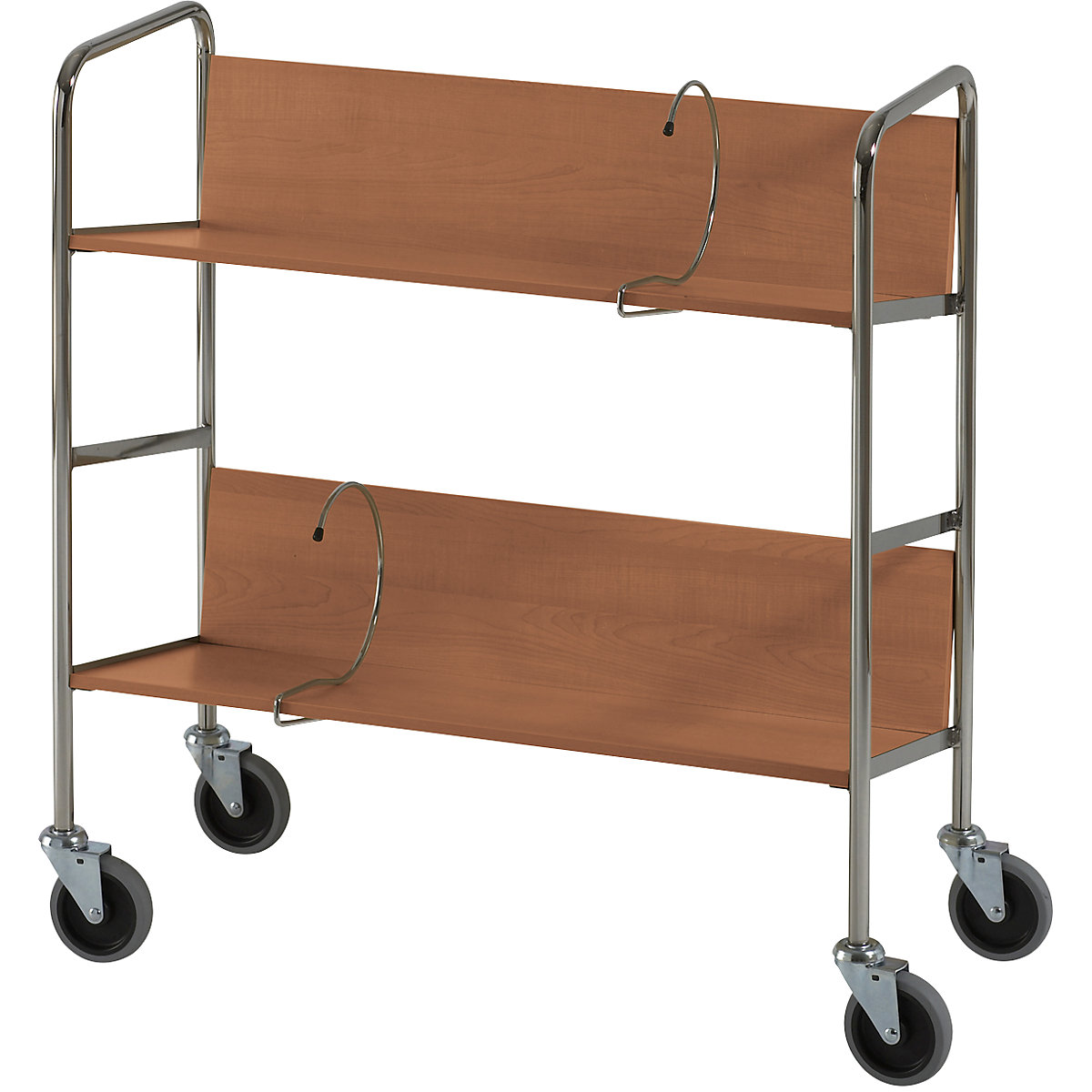 File trolley, chrome plated – HelgeNyberg, 2 shelves, LxWxH 800 x 340 x 840 mm, cherry finish, 5+ items-20