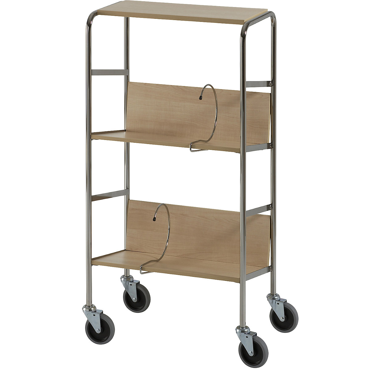 File trolley with top shelf, chrome plated – HelgeNyberg