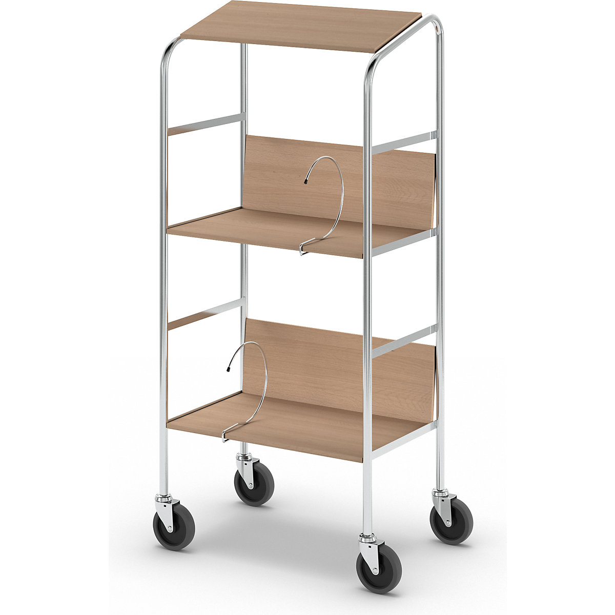File trolley with top shelf, chrome plated – HelgeNyberg (Product illustration 13)-12