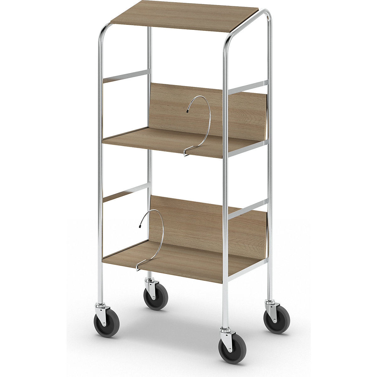 File trolley with top shelf, chrome plated – HelgeNyberg (Product illustration 30)-29