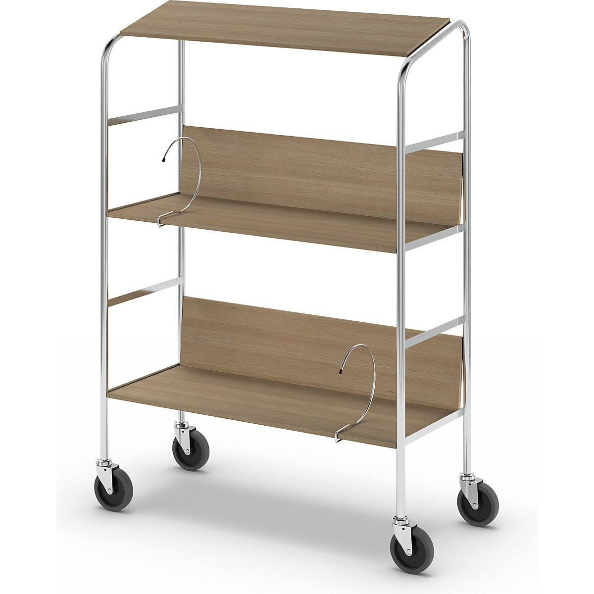 File trolley with top shelf, chrome plated – HelgeNyberg (Product illustration 9)-8