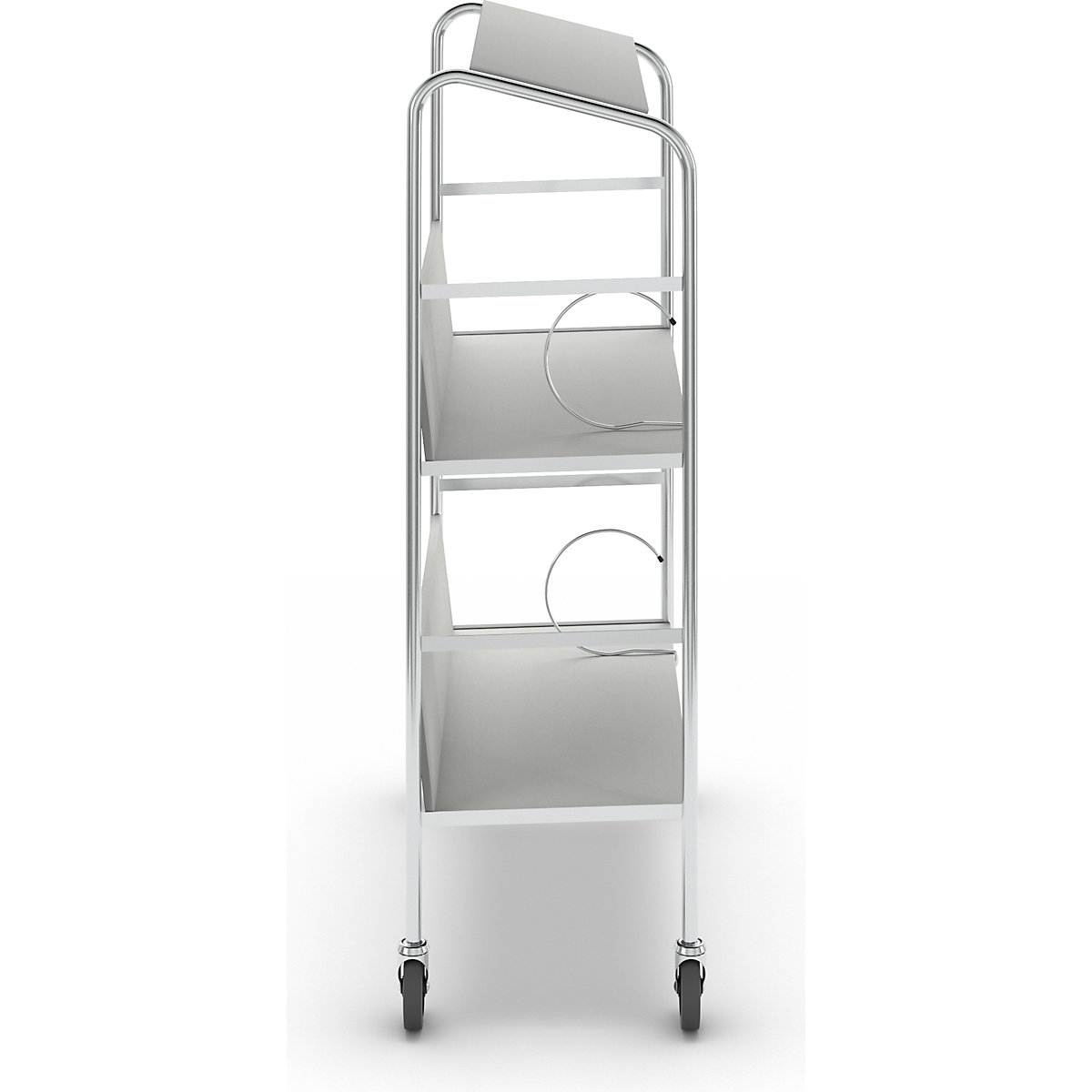 File trolley with top shelf, chrome plated – HelgeNyberg (Product illustration 20)-19