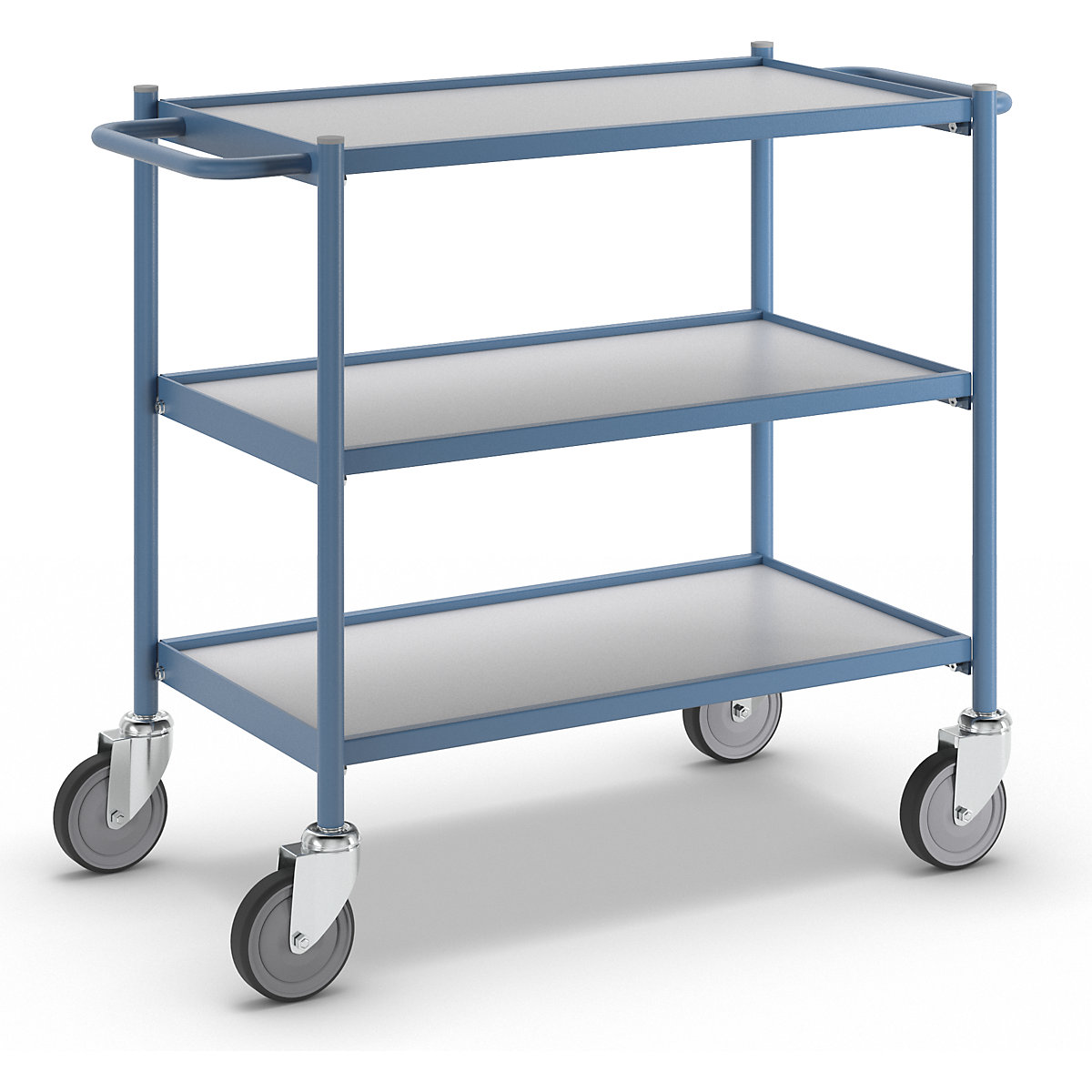 Table trolley, max. load 150 kg – eurokraft pro, with push handle, 3 shelves, 4 swivel castors-1