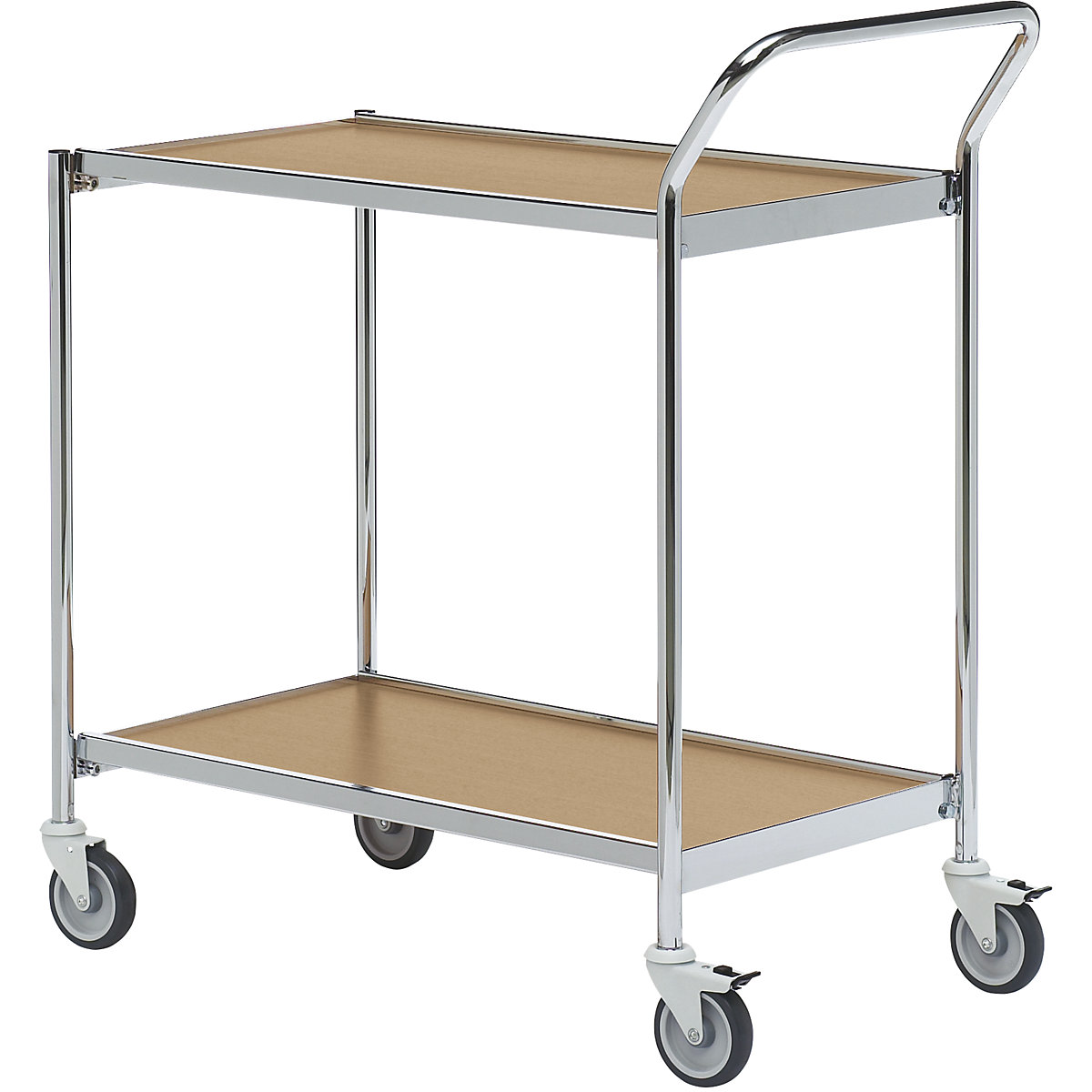Table trolley – HelgeNyberg, 2 shelves, LxW 800 x 420 mm, chrome/oak, 5+ items-1