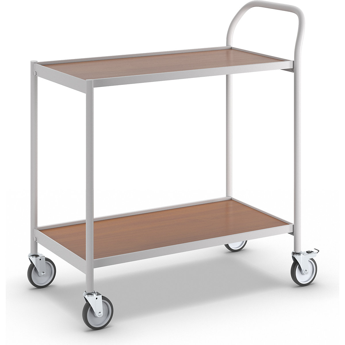 Table trolley – HelgeNyberg, 2 shelves, LxW 800 x 420 mm, grey/beech-12