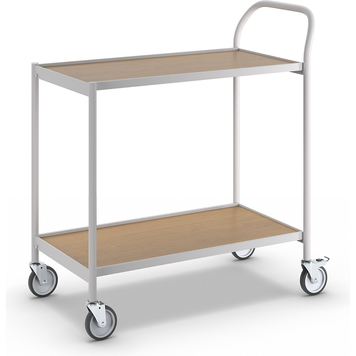 Table trolley – HelgeNyberg, 2 shelves, LxW 800 x 420 mm, grey/oak-8