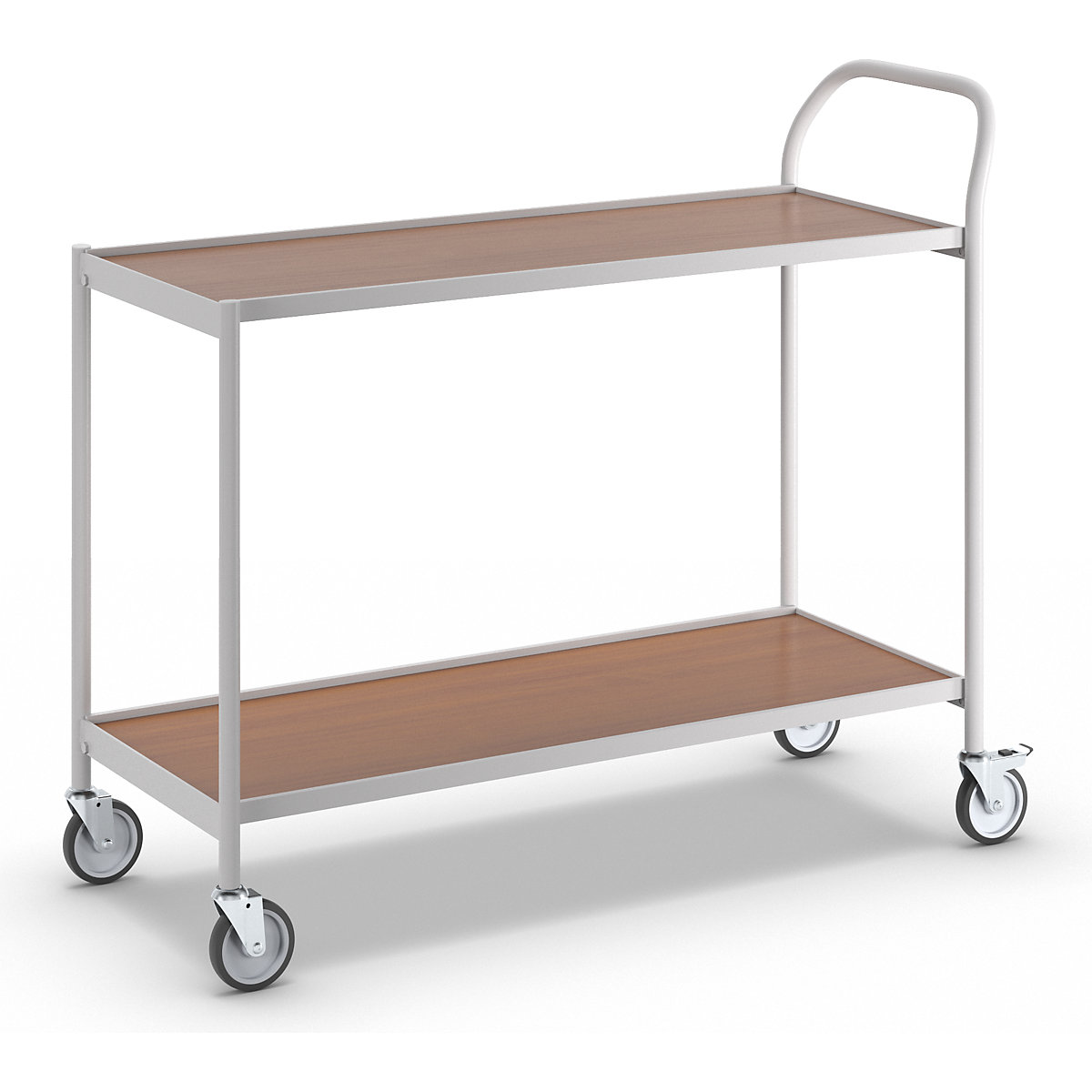 Table trolley – HelgeNyberg, 2 shelves, LxW 1000 x 420 mm, grey/beech-2