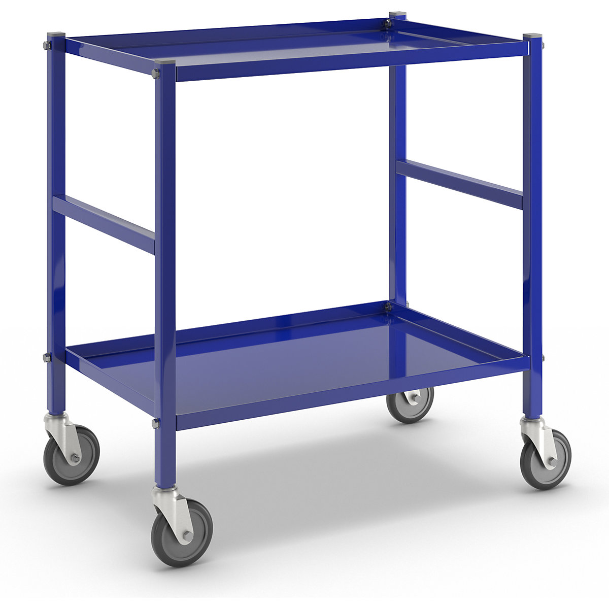 Table trolley with 2 shelves – Kongamek, 4 swivel castors, blue-2