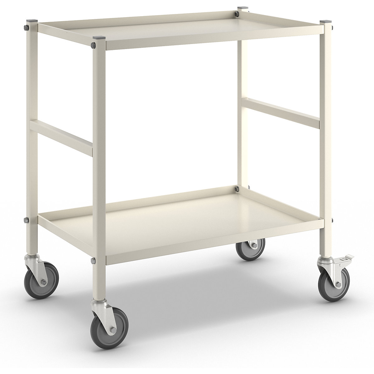 Table trolley with 2 shelves – Kongamek, 4 swivel castors, 2 with stops, white-1
