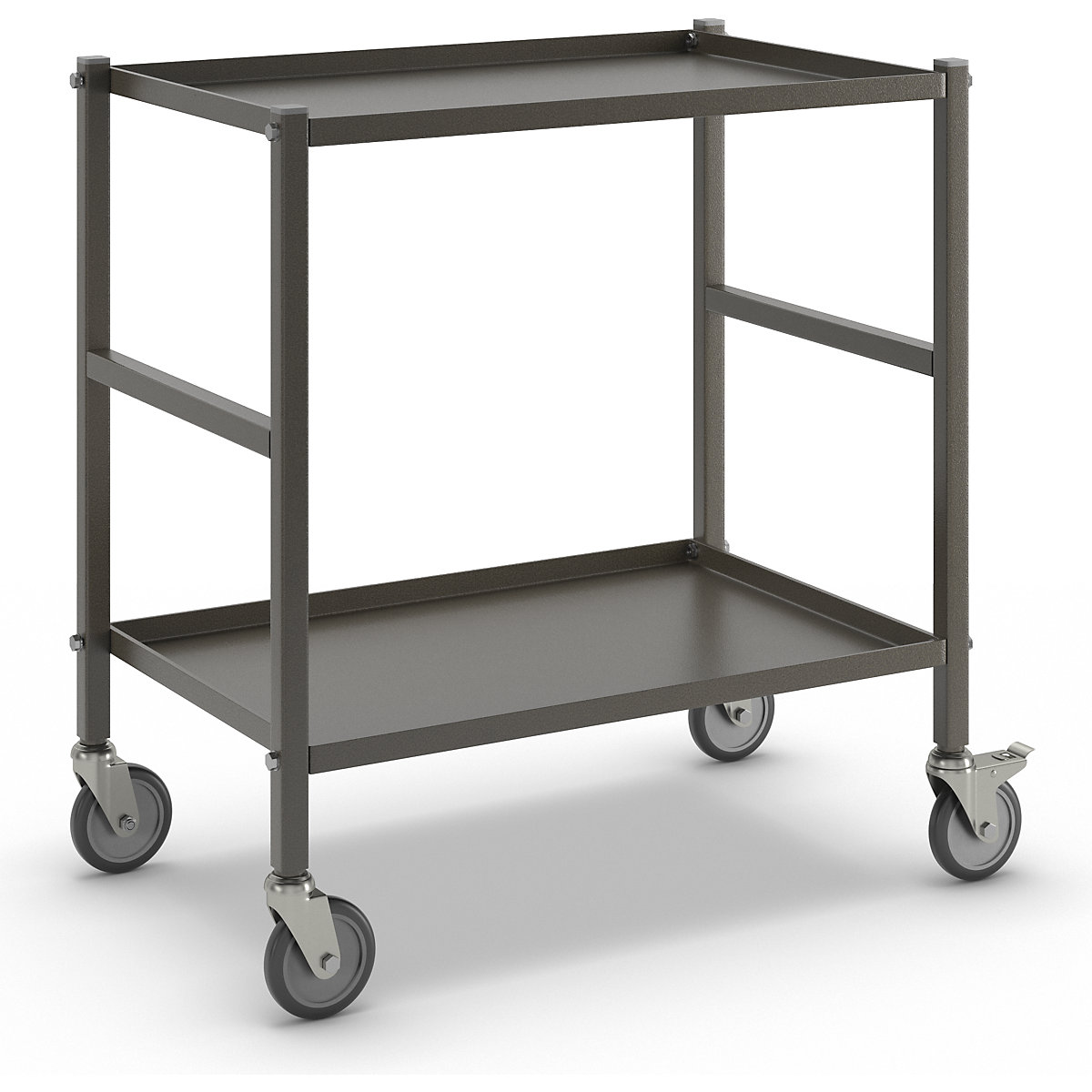 Table trolley with 2 shelves – Kongamek, 4 swivel castors, 2 with stops, charcoal-4