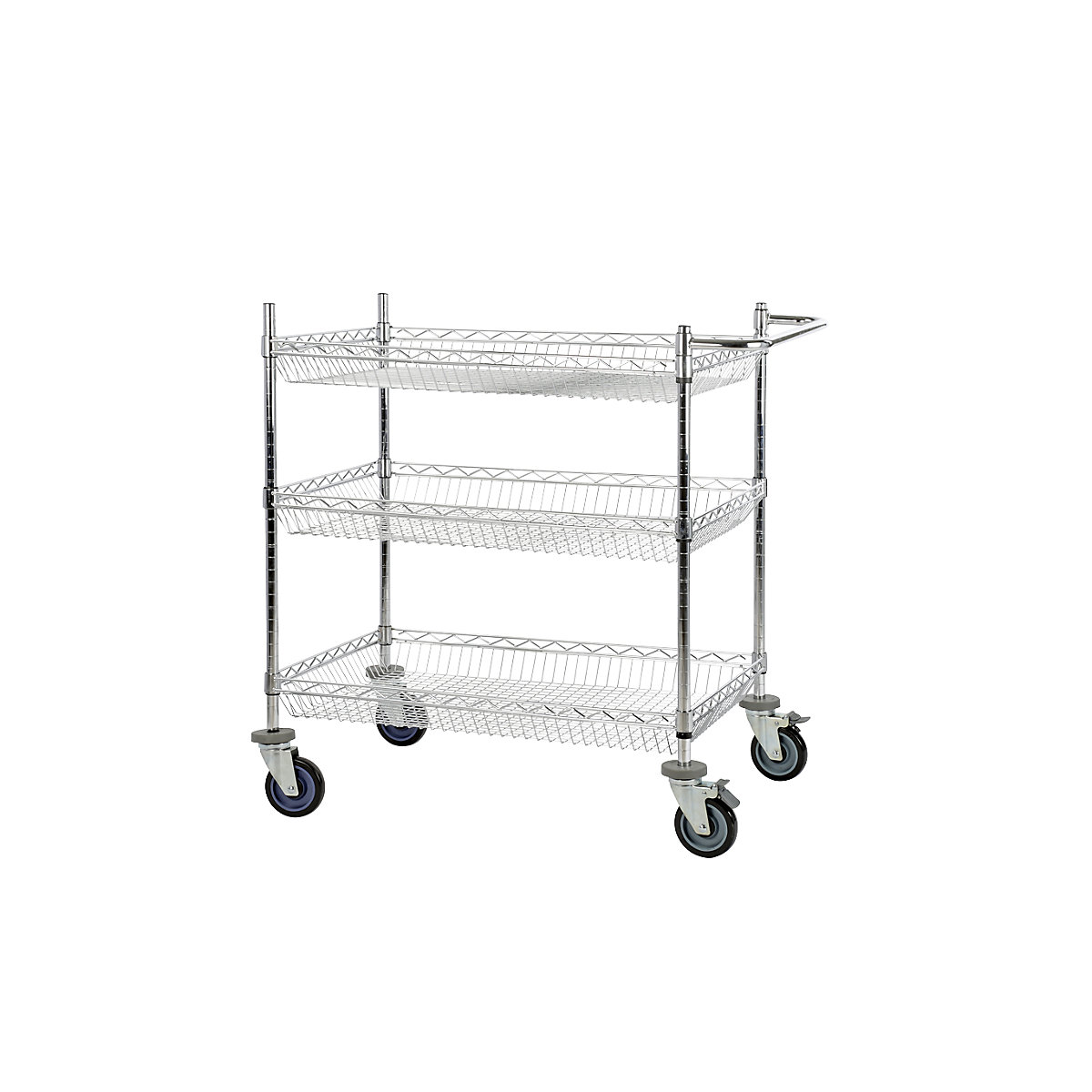 Wire mesh table trolley, chrome plated, with 3 baskets, LxWxH 910 x 610 x 1025 mm-1