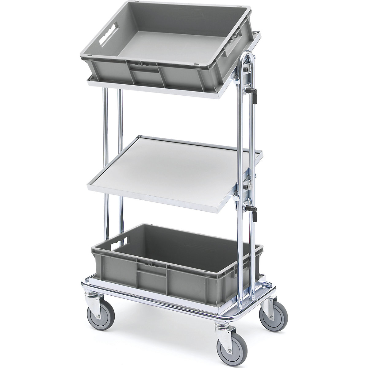Order picking trolley, zinc plated – HelgeNyberg, LxWxH 740 x 430 x 1165 mm, max. load 100 kg, 5+ items-5