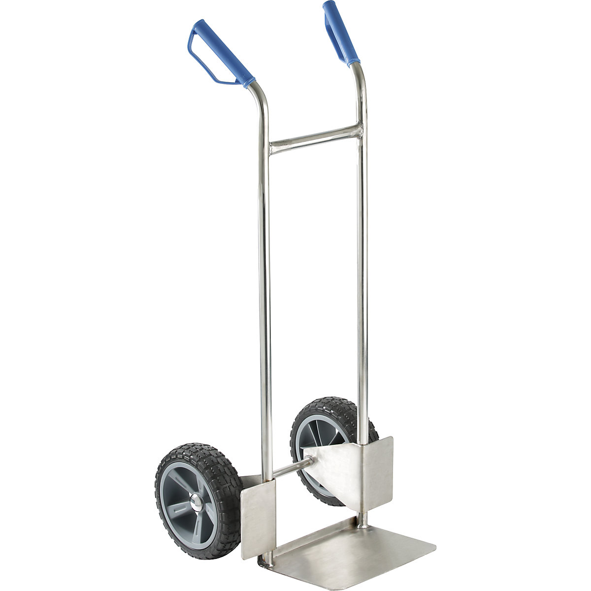Stainless steel sack truck – eurokraft basic, with polyurethane tyres, max. load 150 kg, 5+ items-6