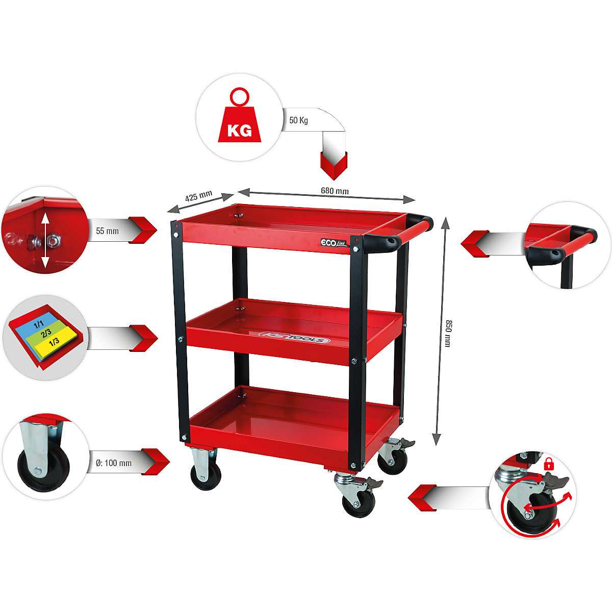 ECOline workshop service trolley – KS Tools (Product illustration 8)-7