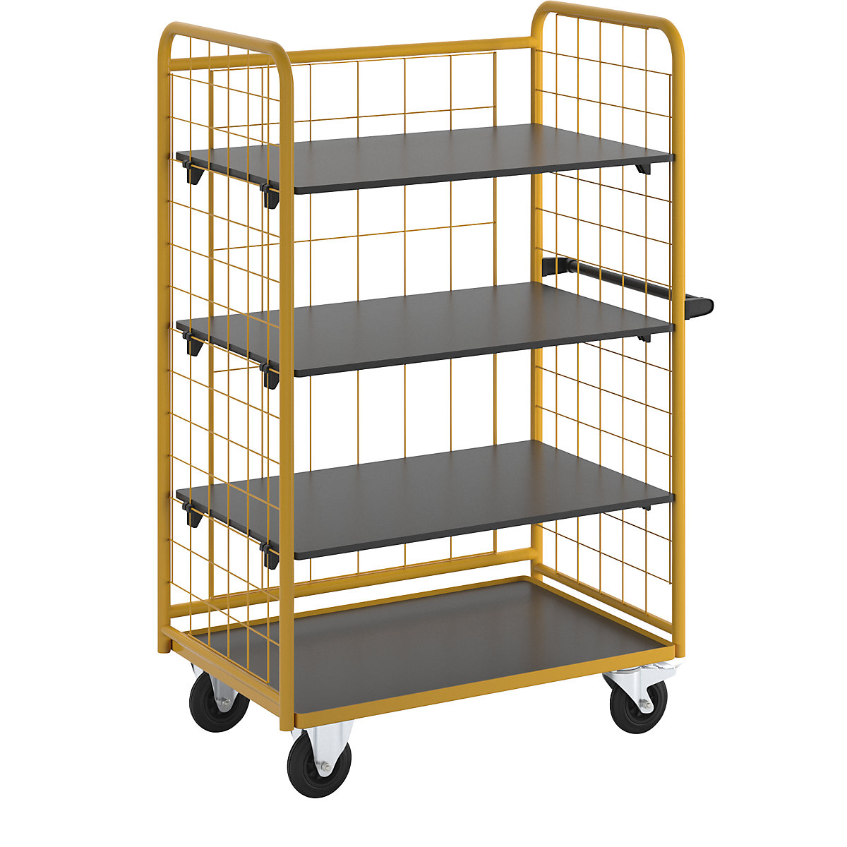 Professional shelf and platform truck, 3 shelves and 3 mesh panels, LxWxH 1195 x 700 x 1740 mm-1