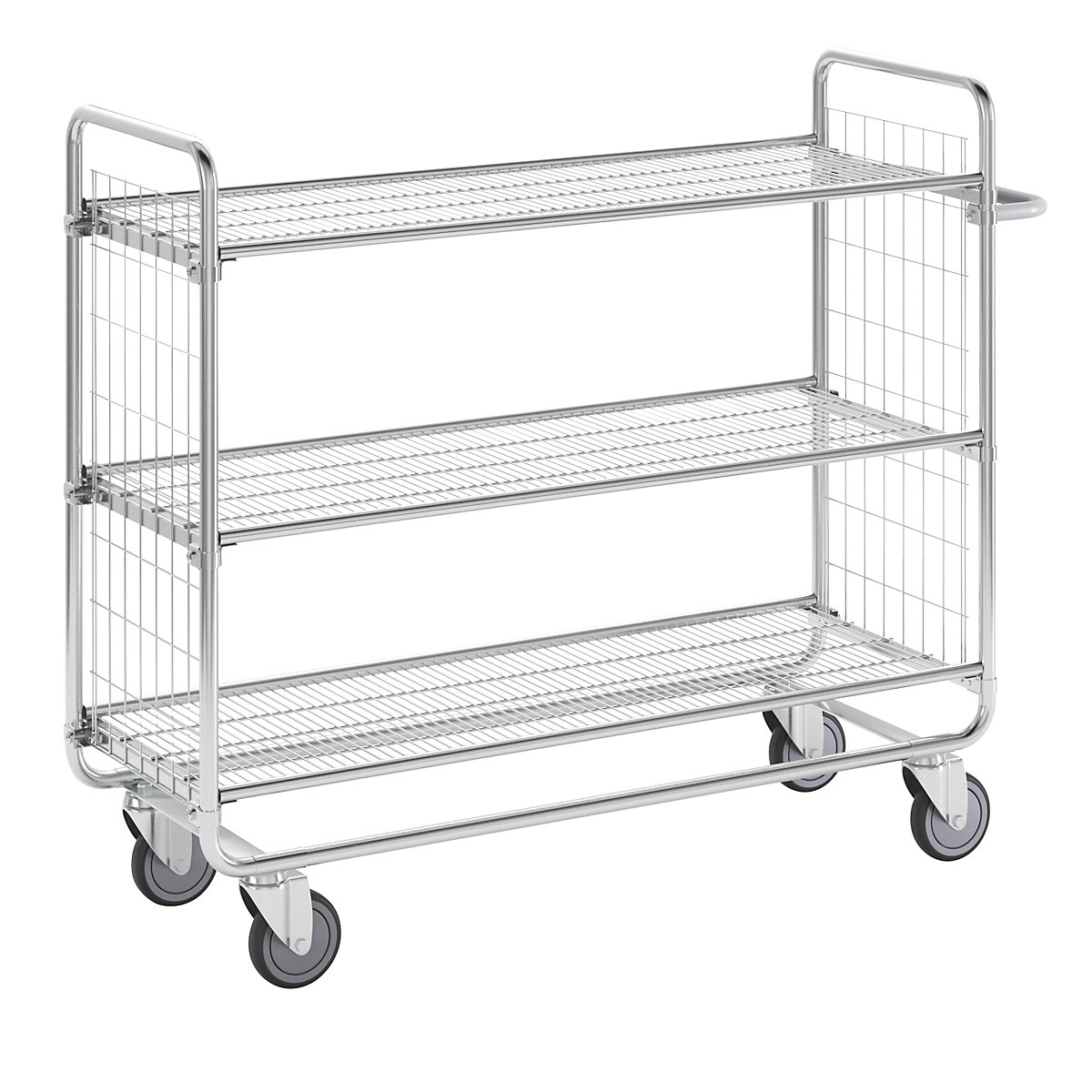 SERIES 100 mesh trolley – HelgeNyberg, 3 shelves, LxWxH 1380 x 460 x 1120 mm-3