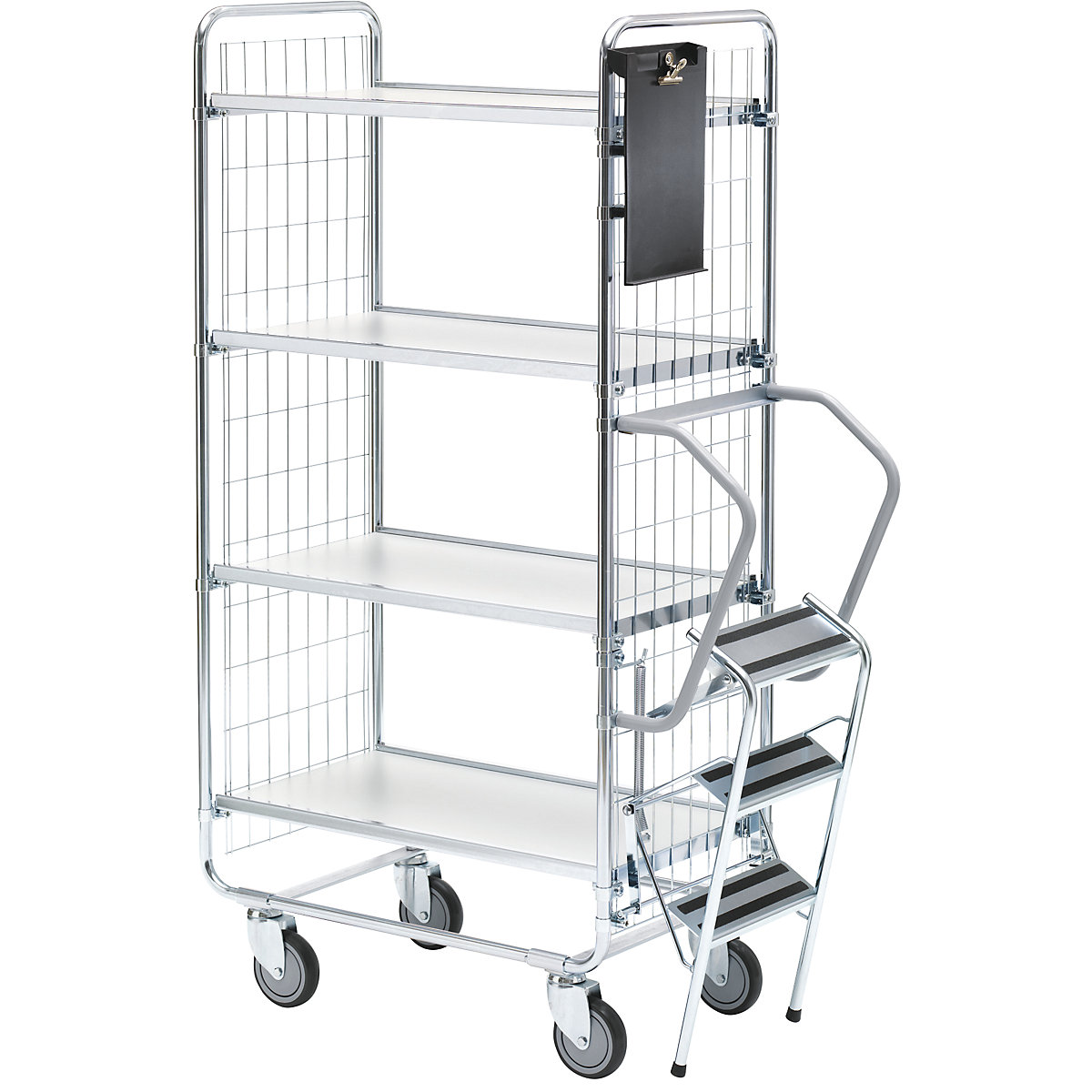 SERIES 100 step trolley – HelgeNyberg, 4 shelves, LxWxH 890 x 460 x 1585 mm, 5+ items-1