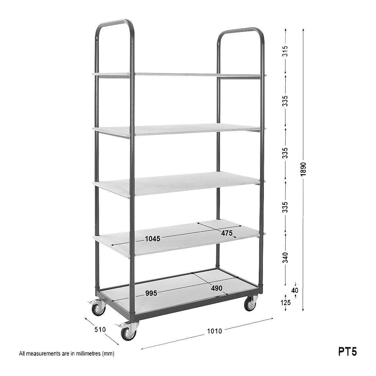 Shelf truck – eurokraft basic (Product illustration 6)-5