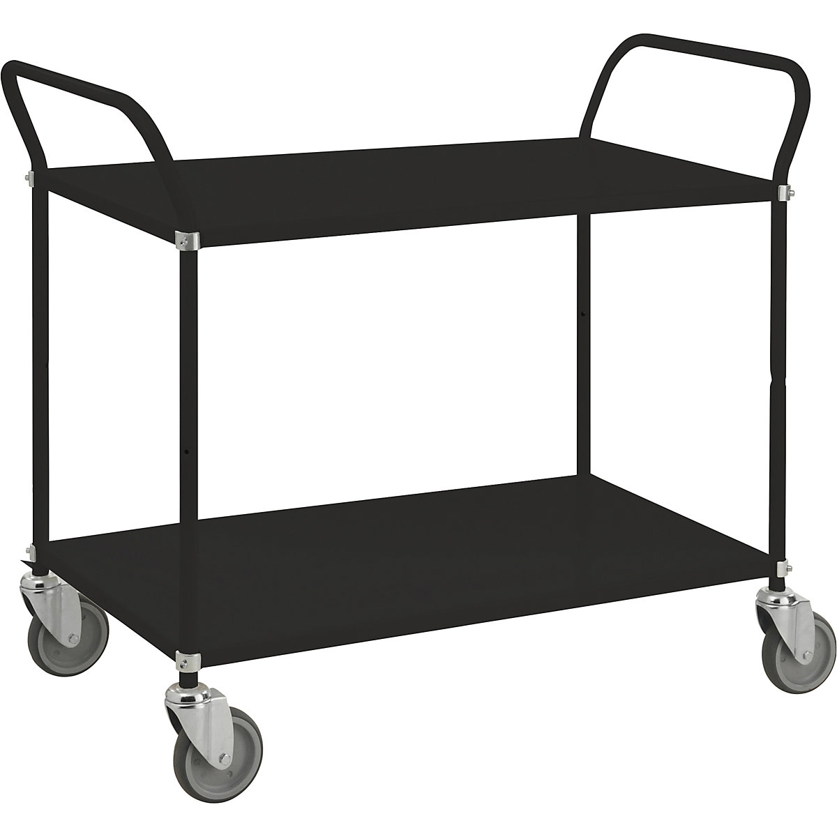 Table trolley, black – Kongamek, max. load 250 kg, 2 shelves-1