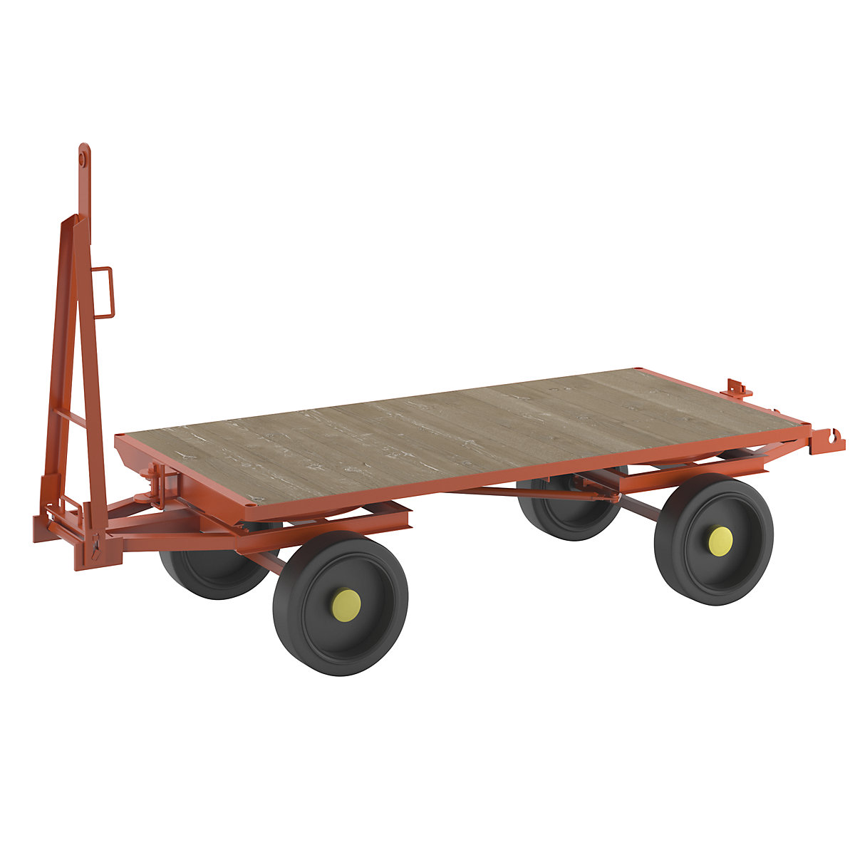 Trailer, 4-wheel double turntable steering, max. load 5 t, platform 2.0 x 1.0 m, solid rubber tyres-5