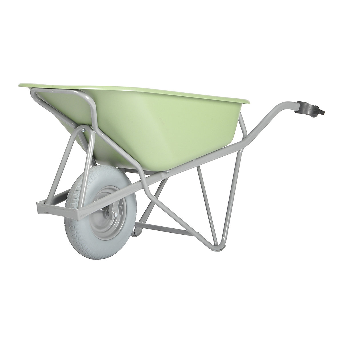 Profi-Max Plus wheel barrow – MATADOR, made of steel, 90 l, HDPE tray, green, puncture proof tyres, 2+ items-2