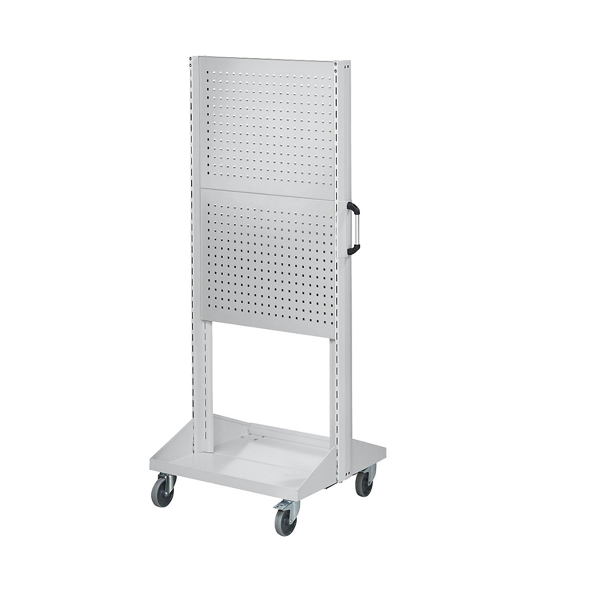 Gereedschaps- en materiaalwagen – ANKE, basiswagen met 2 x 2 perforatieplaten, lengte 800 mm, grijs-0