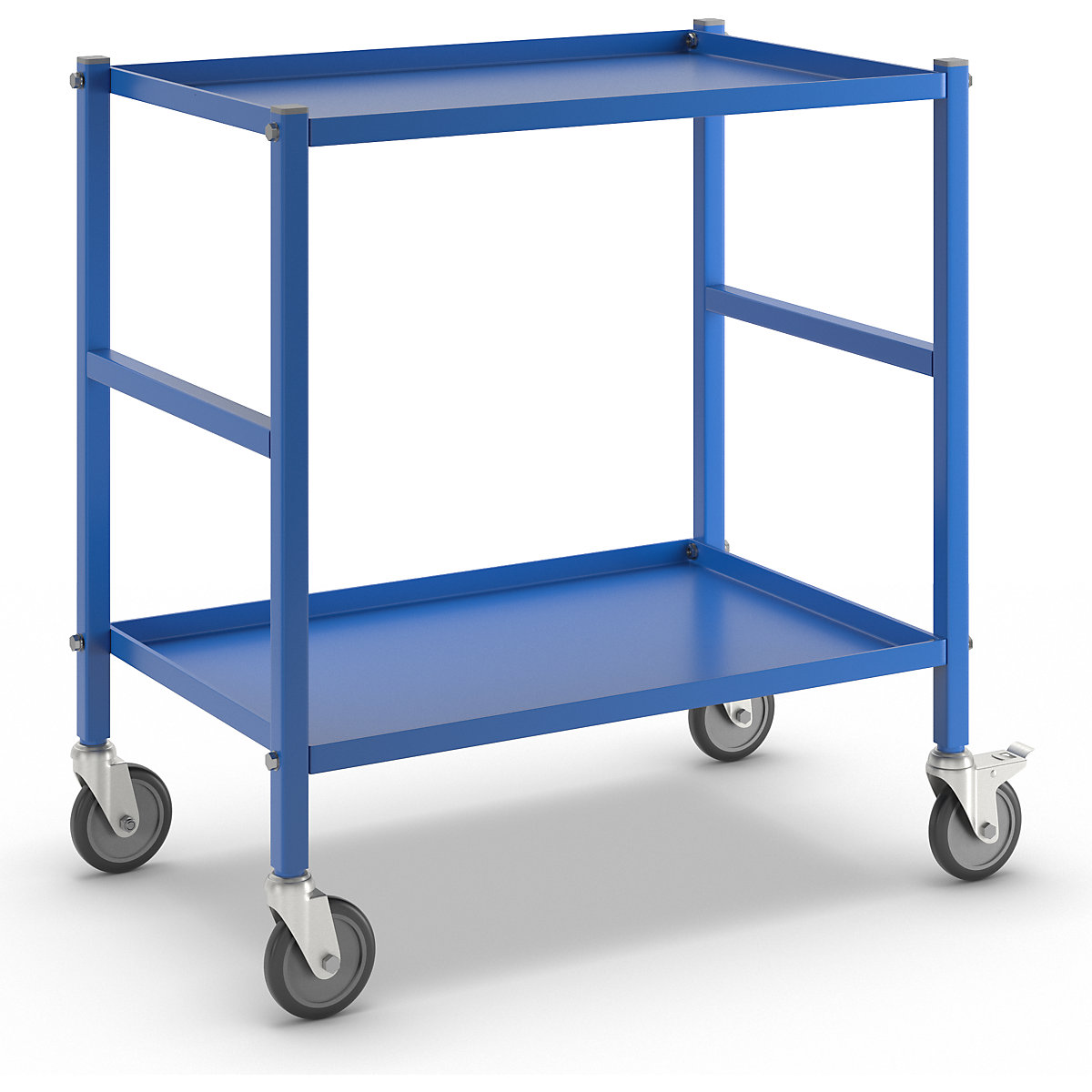 Tafelwagen met 2 legborden – Kongamek, 4 zwenkwielen, waarvan 2 met vastzetters, blauw-2