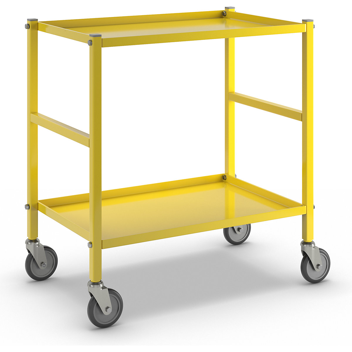 Tafelwagen met 2 legborden – Kongamek, 4 zwenkwielen, geel-2