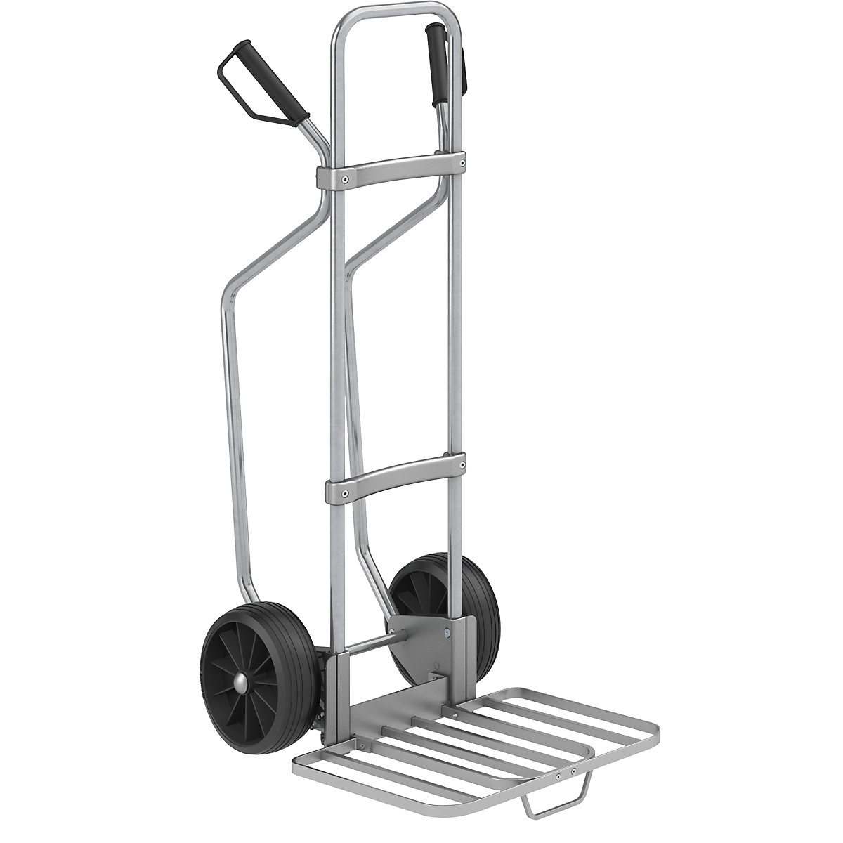 EUROKRAFTpro – Steekwagen met sleeplatten, verzinkt, b x d pakketsteekplaat = 430 x 450 mm, aluminium, met handgreep, massieve rubberbanden
