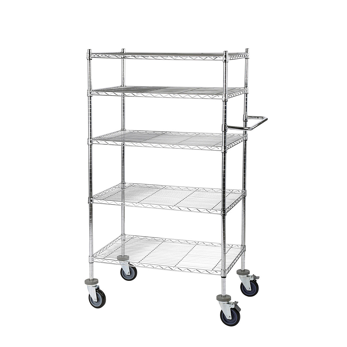 Mesa em grade de arame com rodas, cromada