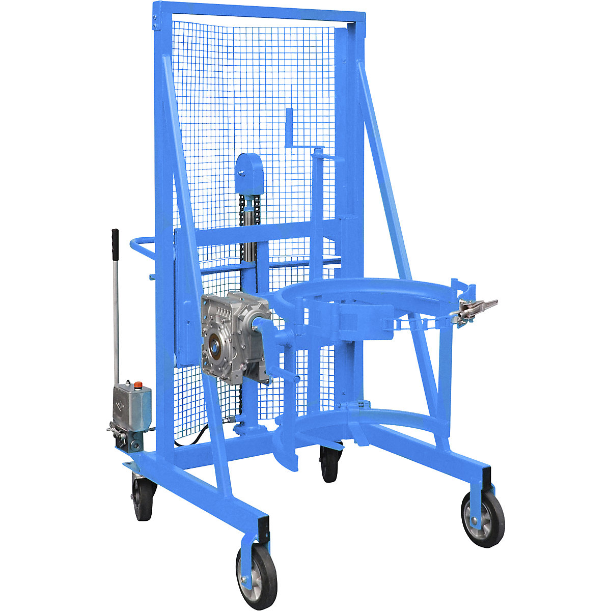 Fasshebe- und Kippgerät Liftomat L/M eurokraft pro, Hubhöhe 1100 mm, Tragfähigkeit 350 kg, lichtblau-0