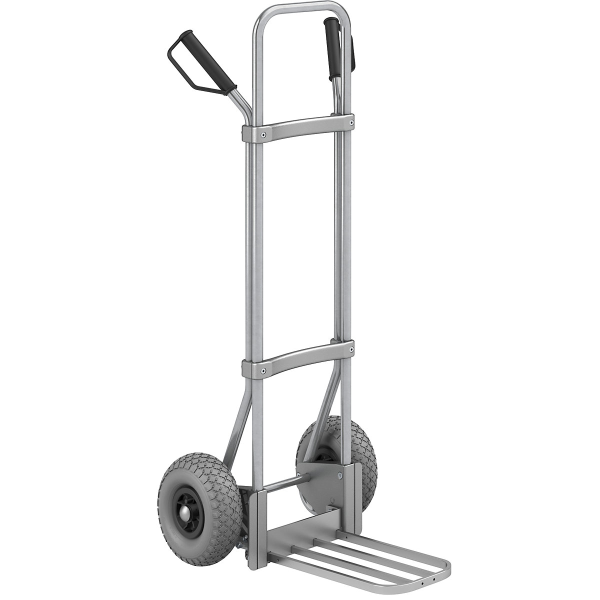 EUROKRAFTpro Sackkarre, verzinkt, Paketschaufel-BxT 430 x 250 mm, Alu, PU-Bereifung, ab 5 Stk