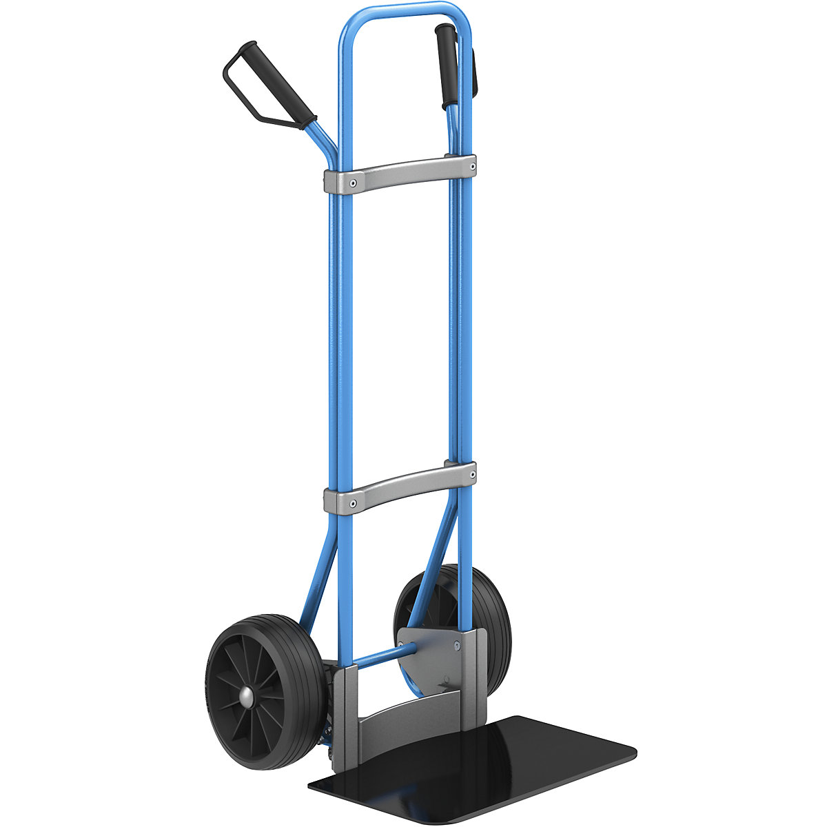 EUROKRAFTpro Sackkarre, blau, Schaufel-BxT 450 x 350 mm, schwarz, Vollgummibereifung, ab 2 Stk
