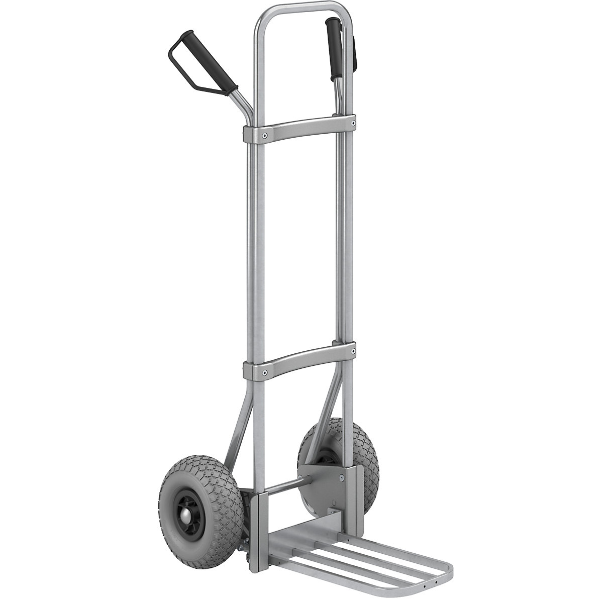 EUROKRAFTpro Sackkarre, verzinkt, Paketschaufel-BxT 430 x 250 mm, verzinkt, PU-Bereifung, ab 2 Stk
