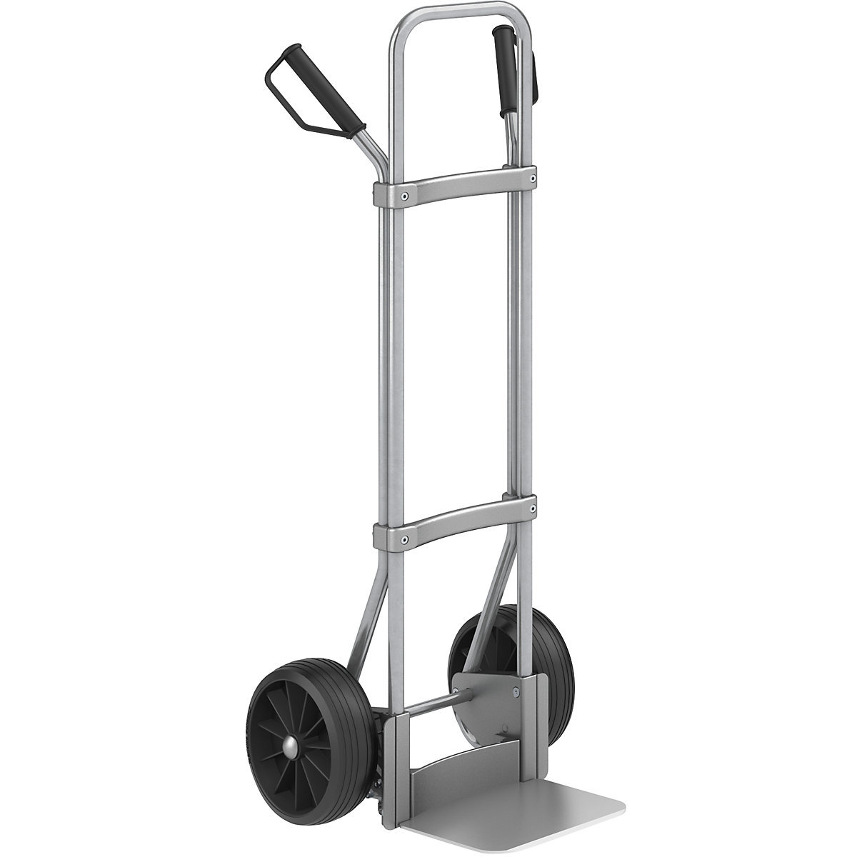 EUROKRAFTpro Sackkarre, verzinkt, Schaufel-BxT 280 x 250 mm, Alu, Vollgummibereifung