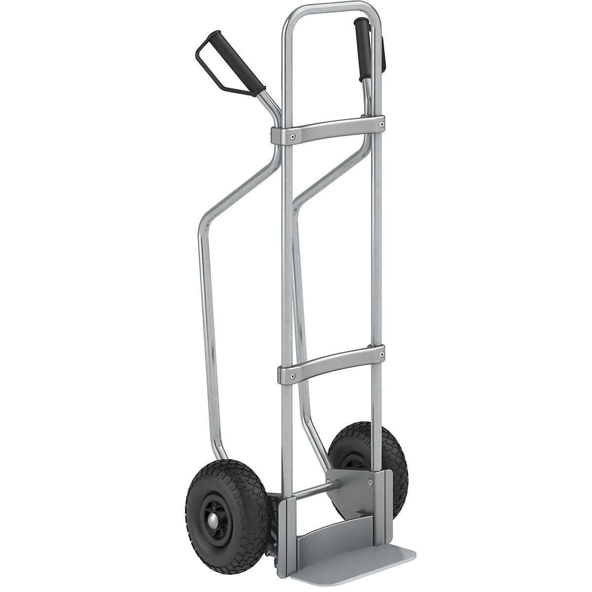 Sackkarre mit Kufen, verzinkt eurokraft pro, Schaufel-BxT 280 x 140 mm, verzinkt, Luftbereifung-0
