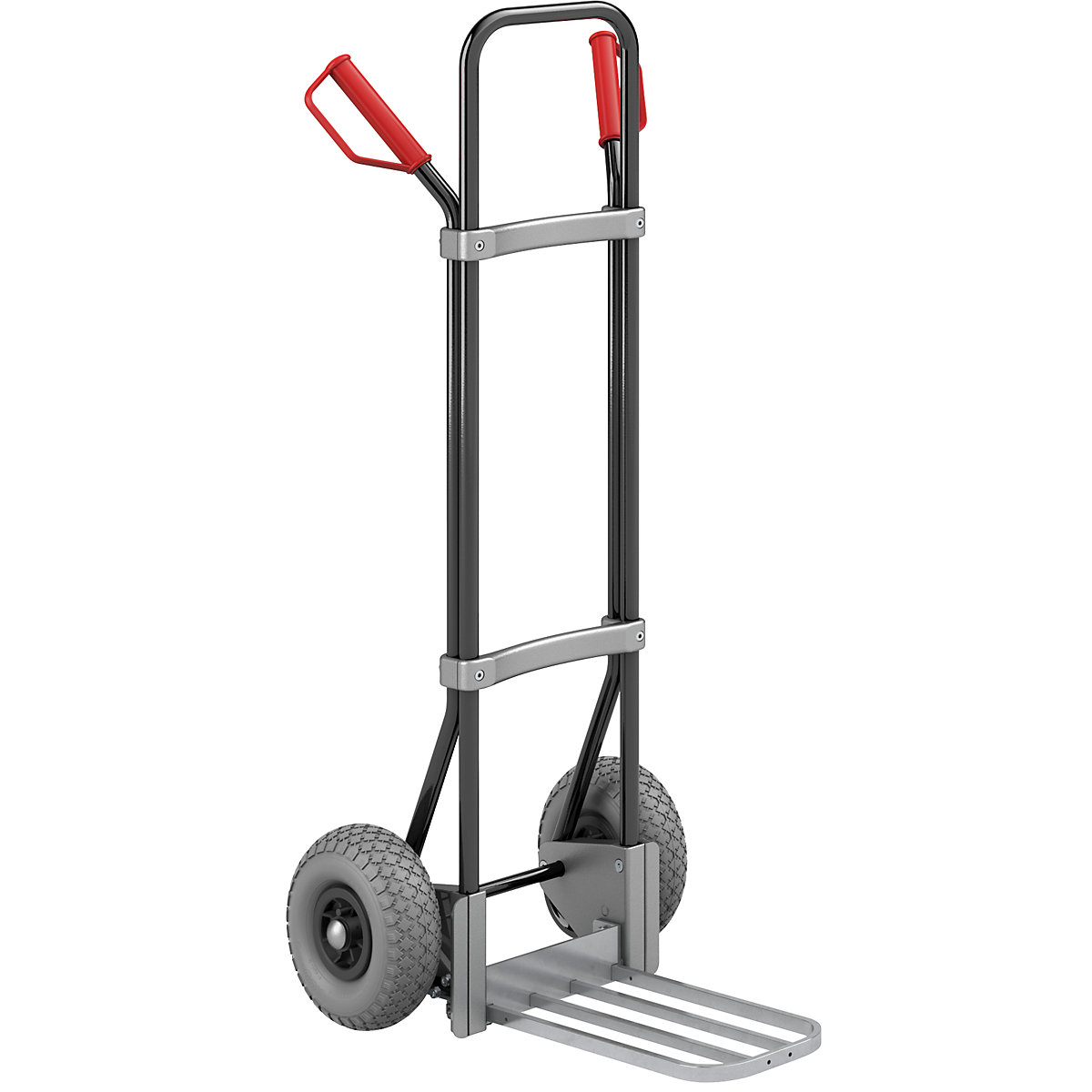Sackkarre, schwarz eurokraft pro, Paketschaufel-BxT 430 x 250 mm, verzinkt, PU-Bereifung-0